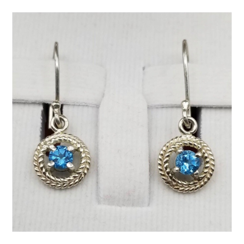 Blue Topaz Sterling Silver Drop Earrings